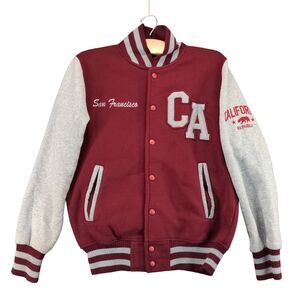 California Republic San Francisco Varsity Jacket Men's XS Long Sleeve Red Gray